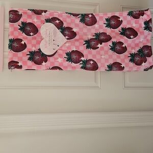 Betsey Johnson Pink DISCO Strawberry Checkered Throw Blanket